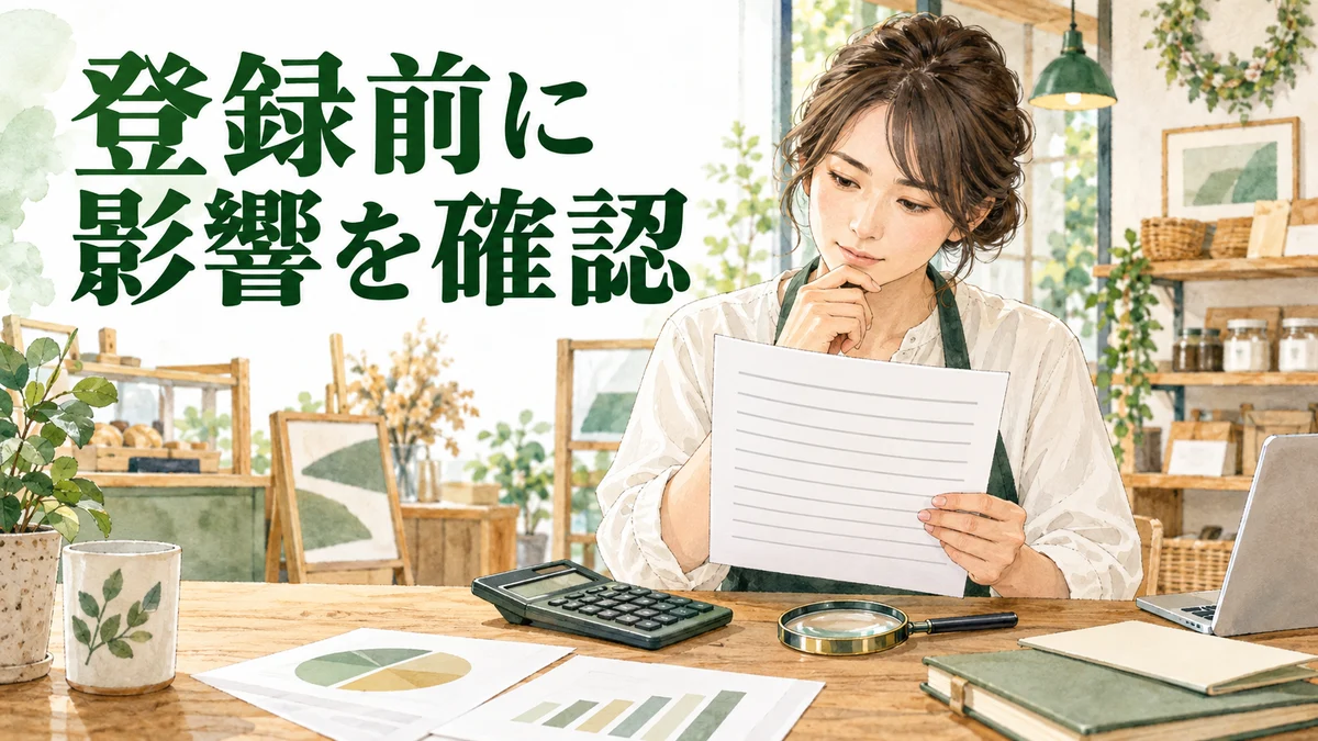 開業時のインボイスについて、登録前に影響を確認するイラスト